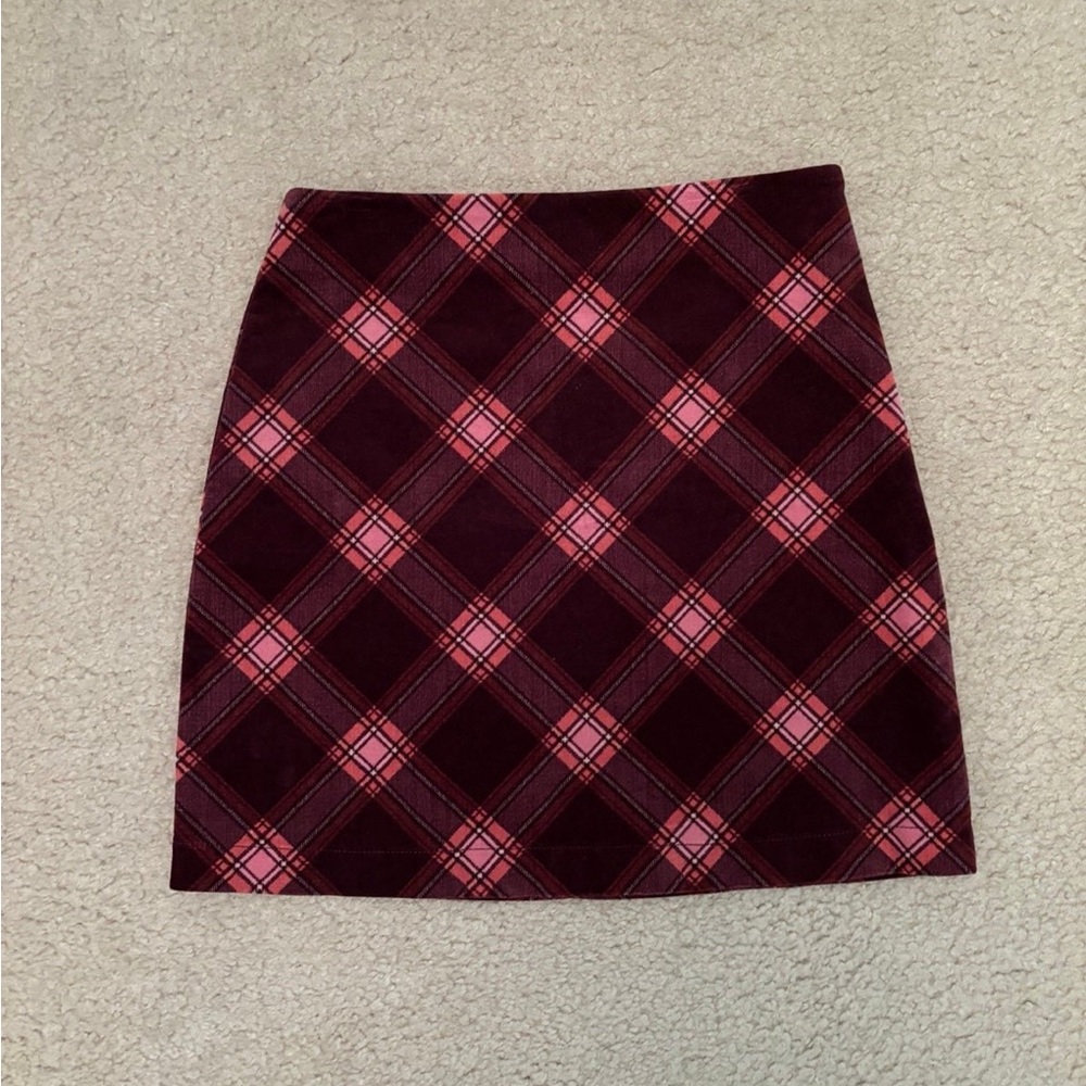 Plaid velvet skirt NWOT
